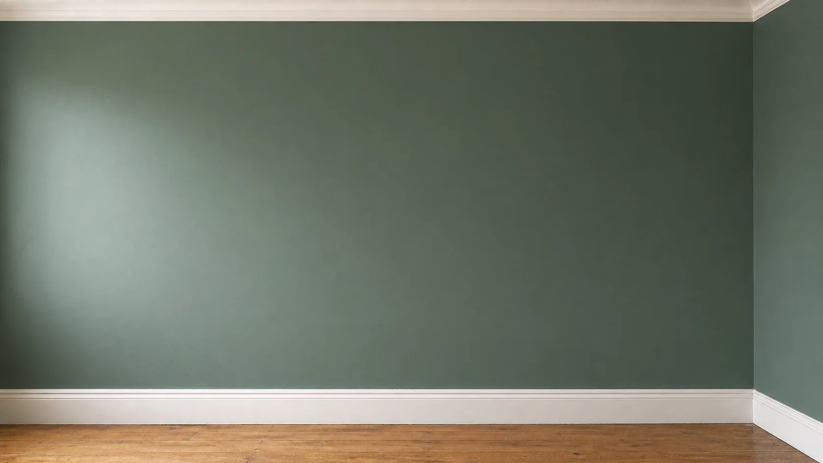 The same wall professionally restored in deep eucalyptus-sage green