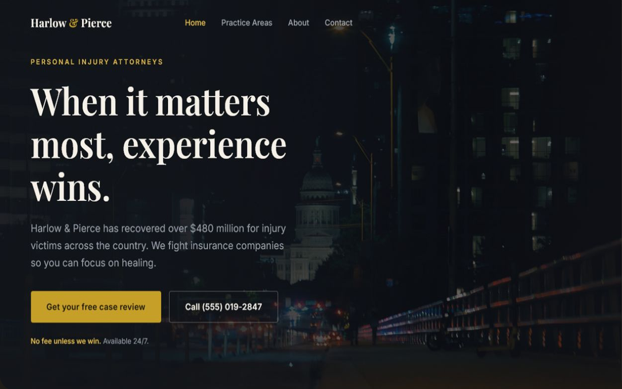 Site da Harlow & Pierce — visão geral