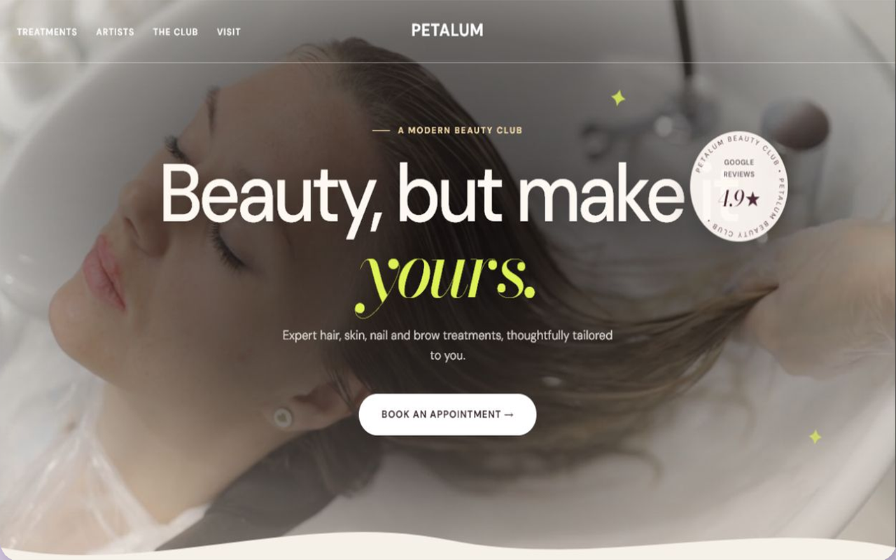 Site da Petalum Beauty Club — visão geral