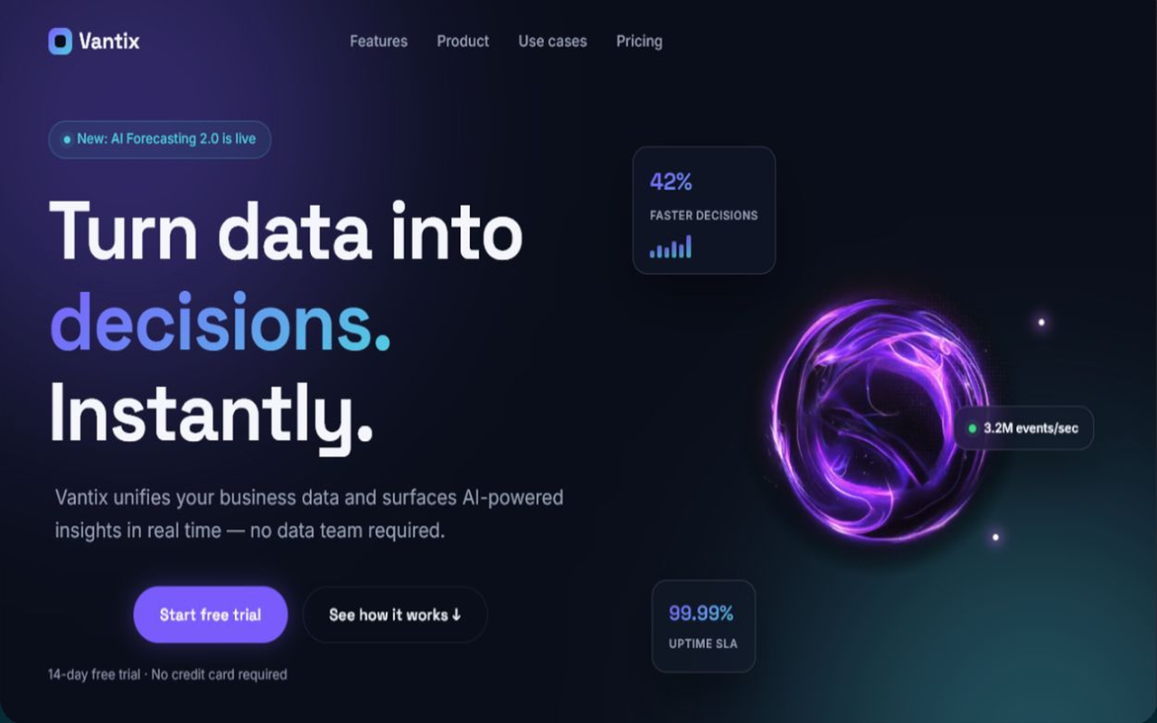 Site da Vantix — visão geral